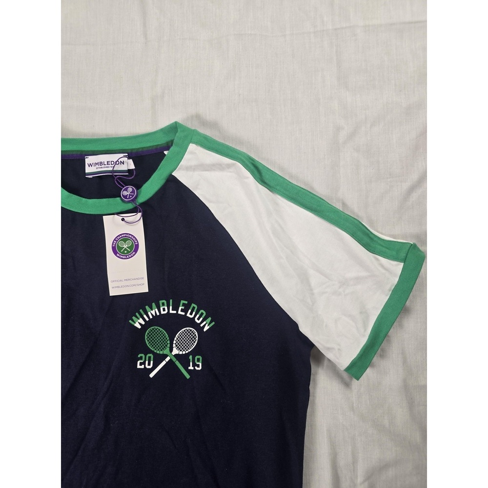 Wimbledon Shirt Womens Medium Blue Tennis 2019 Champions Graphic Tee Raglan